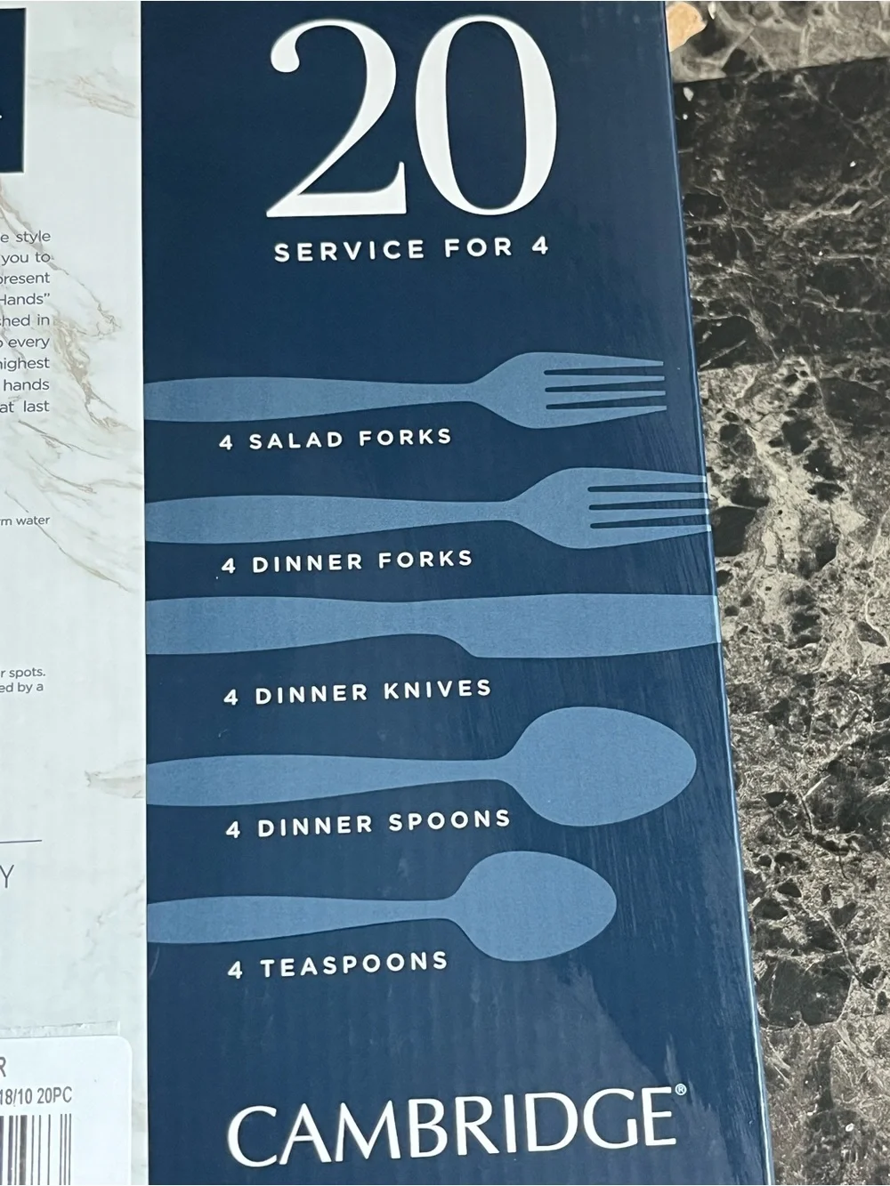 CAMBRIDGE Lorenn 20-Piece Flatware Set Stainless Steel Mirror Finish 5Pc. Set